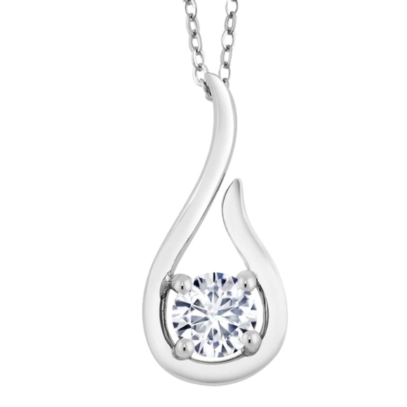 0.60ct Diamond Pendant Necklace Women Moissanite Silver 925 Gift Anniversary - Picture 2 of 4
